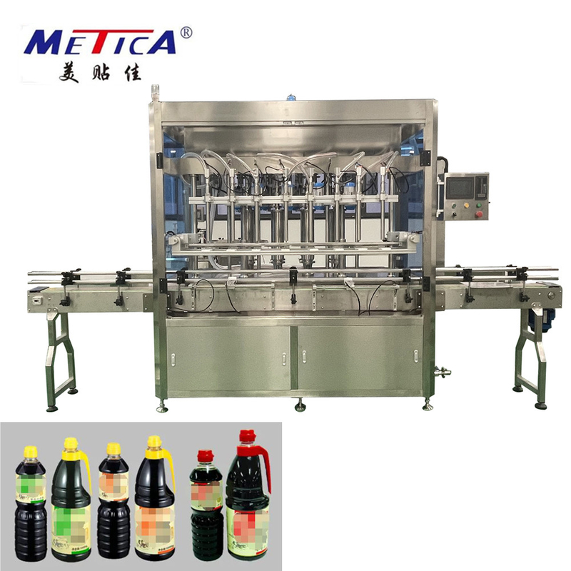 Mesin pengisi botol saus otomatis 500KG dengan sistem kontrol PLC dan pengisian piston servo motor